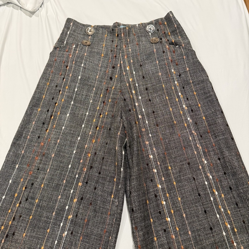 Eva Franco Anthropologie Striped Hepburn Pants Wide Leg High Rise Sz 12 - Picture 7 of 12